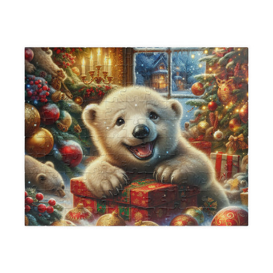 Adorable Holiday Bear Puzzle - Perfect for Family Fun, Christmas Gift, Game Night, Cozy Entertaining, 110 Pieces