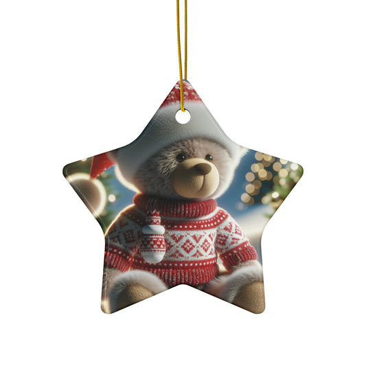 Festive Bear Ceramic Ornaments, Holiday Decor, Christmas Tree Decorations, Gift Tags, Winter Keepsakes