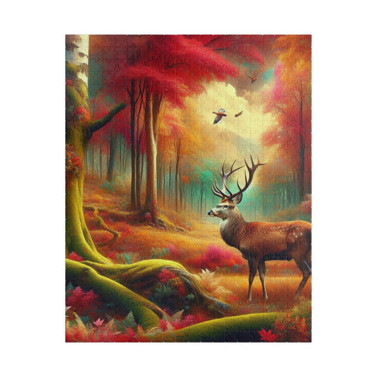 Autumn Forest Deer Puzzle |  520-piece | Nature Lovers, Family Fun, Gift for All Occasions, Seasonal Decor, Brain Teaser